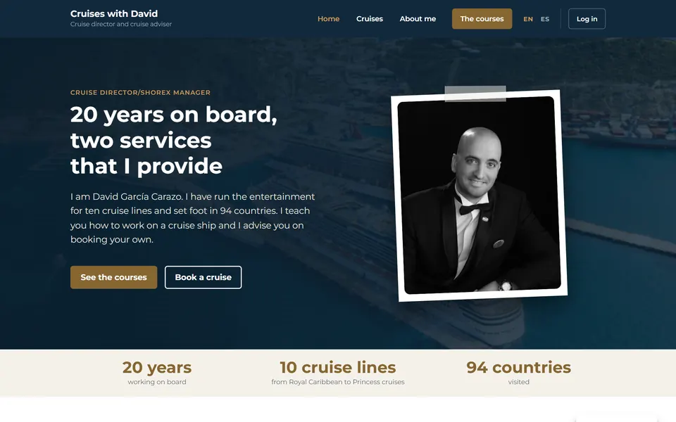 Portada de Cruises with David con el retrato de David