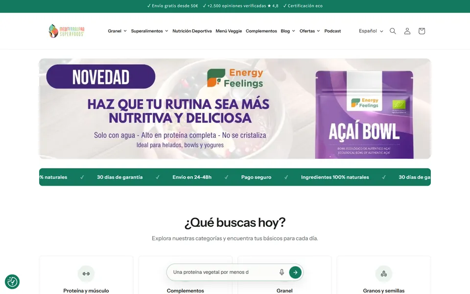 Portada de la tienda online de MedSuperfoods